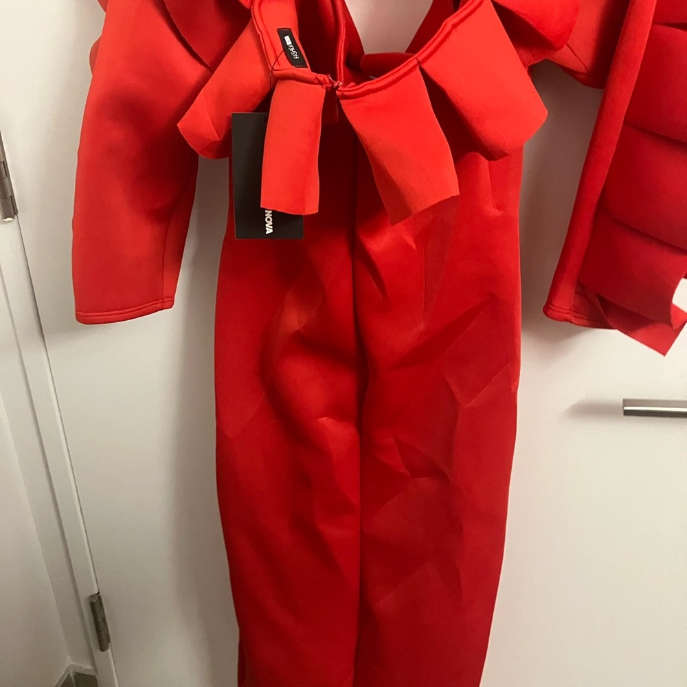 Fashion Nova Red Long Sleeve Dress